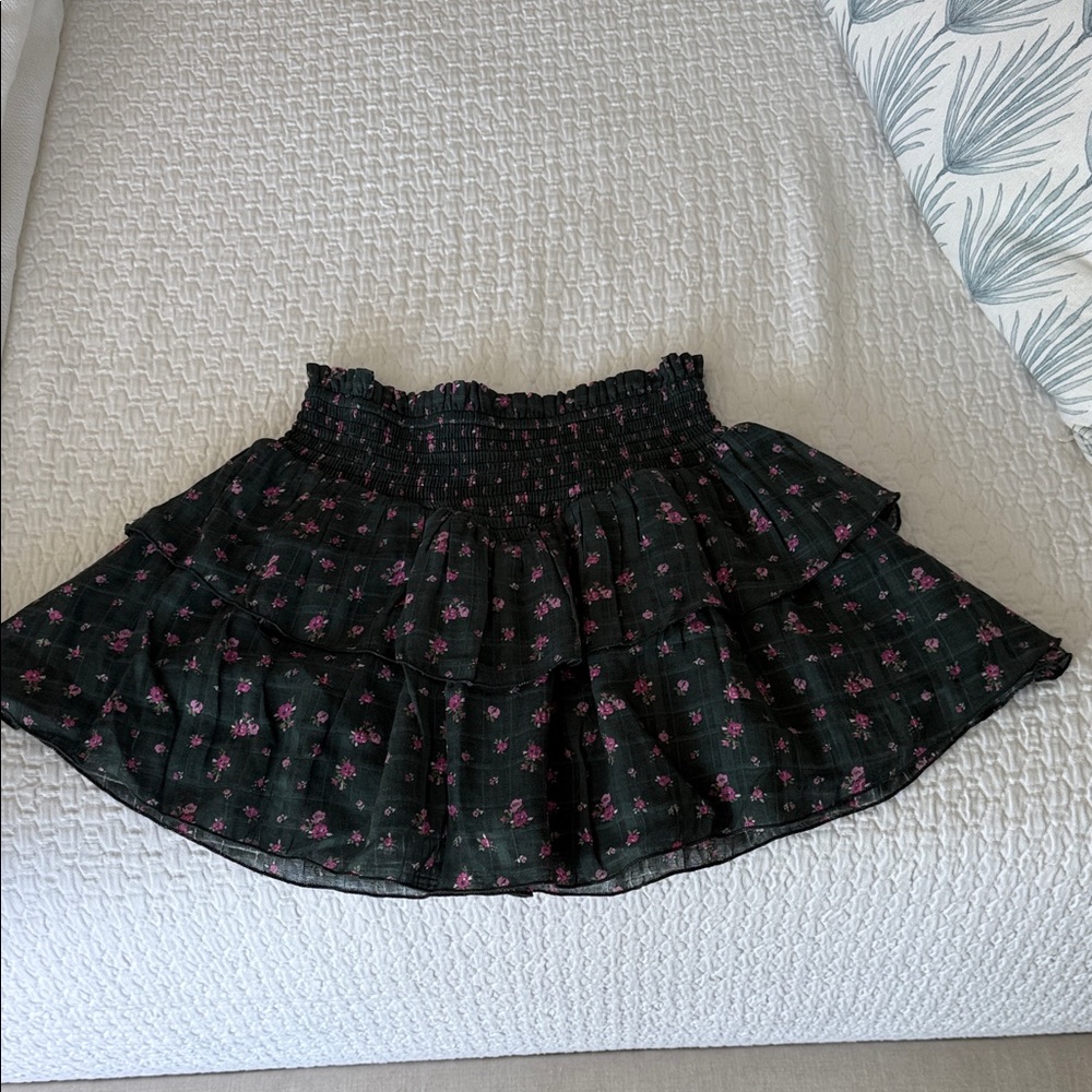 Katie J NYC Black and Pink Floral Mini Skirt